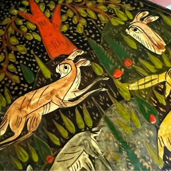 Antique & Vintage Kashmiri paper mache boxes and paperweight set of 3 pieces - Picture 8 of 16